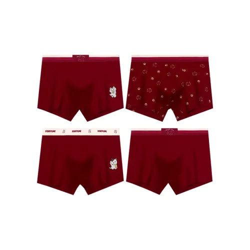 Red Bean Underpants Men's 4 Pack Luck Red
