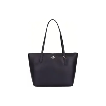 COACH Zip Top Tote Cow Leather Tote Bag Shopping Bag Handbag Shoulder Bag Large Size Women's Black