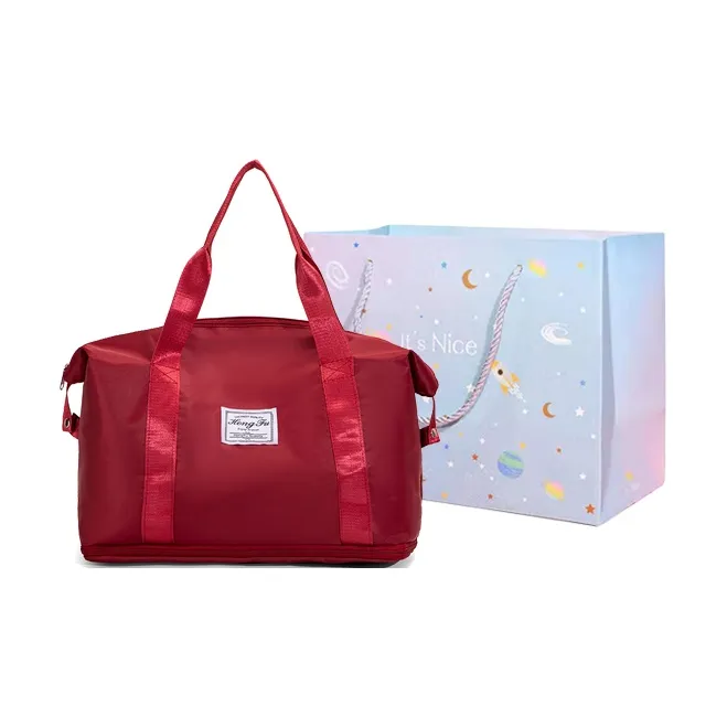 GOX Nylon Travel Bag Regular Unisex Flesh Pink/Black Gray Red/Violet/Dark Purple/Green/Dark Blue/Pink-13