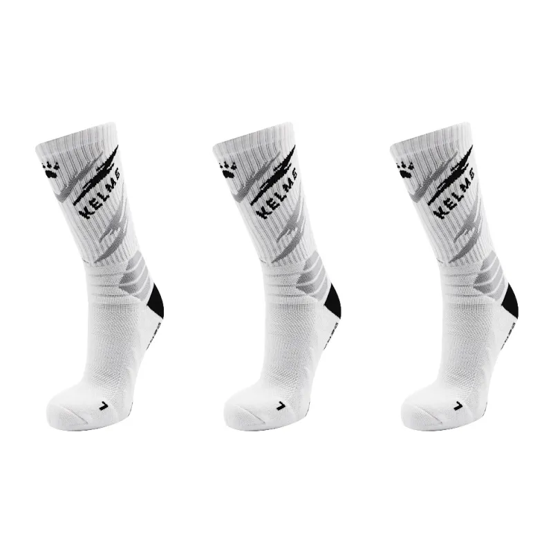KELME Basketball Socks Unisex 3 Pack Black, White Blue, White Gray, White Green-11