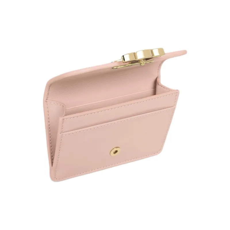 CELINE Triomphe Patent Leather Calfskin Card Holder Women's Light Pink-3