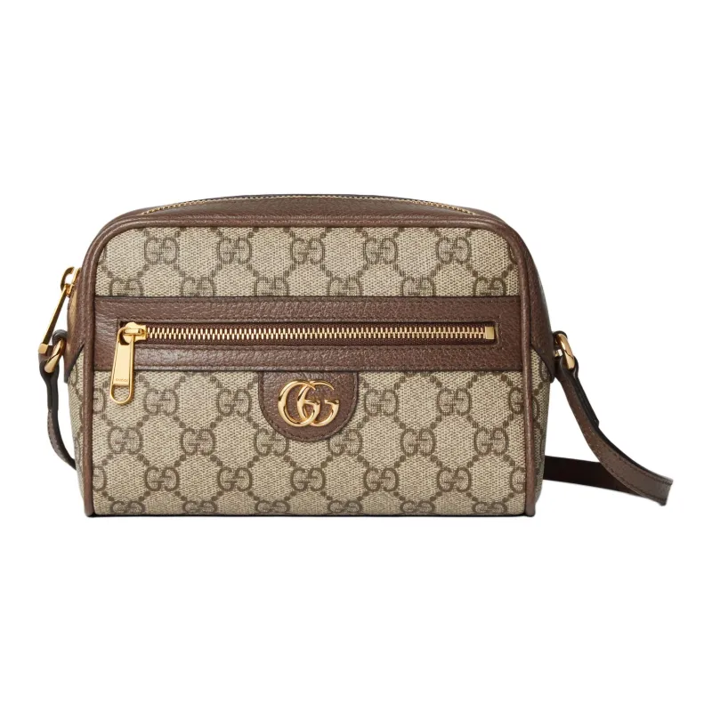 GUCCI Ophidia Canvas With Leather Binding Crossbody Bag Shoulder Bag Women's Beige & Brown-0