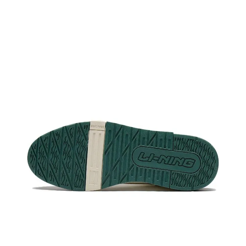 LiNing 001 BTC Anti Slip Wear Resistant Low Top Skateboard Shoes Men's Beige Green-6
