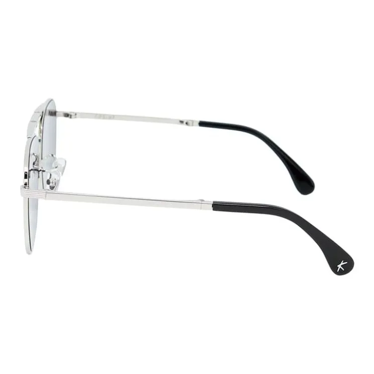 KESSLER Acetate Titanium Aviator Sunglasses Unisex Silver-1