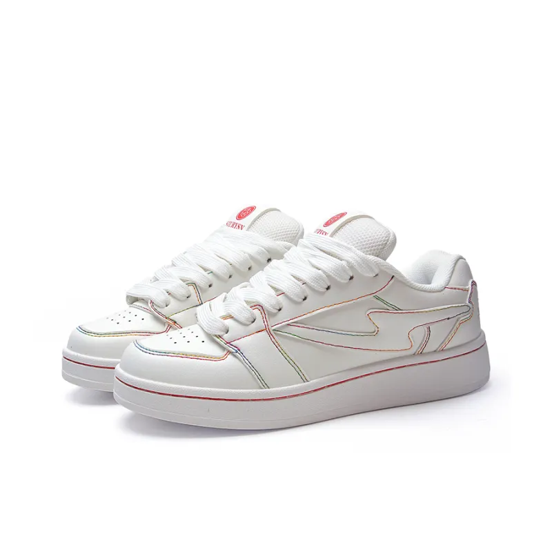 STUR YSN Skateboard Shoes Unisex White Rainbow-2