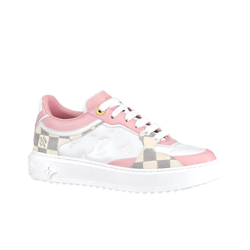 LOUIS VUITTON Time Out Sneakers 'White With Plaid And Logo Monogram' Women's-1