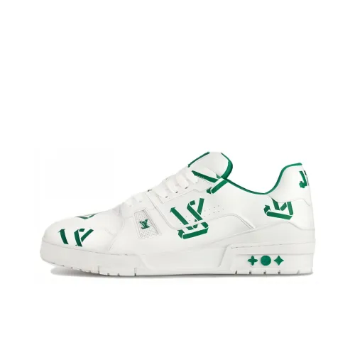 LOUIS VUITTON Trainer Skateboard Shoes Men Low-Top White/Green