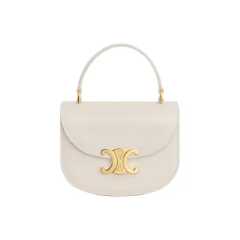CELINE Besace Calfskin Handbag Shoulder Bag Crossbody Bag Mini Women's White