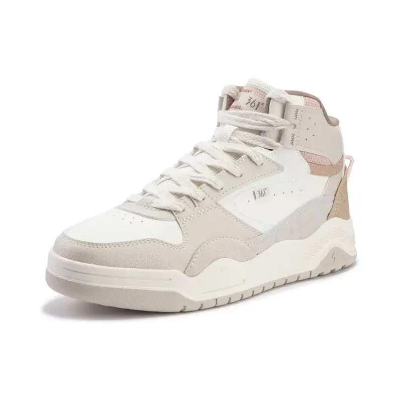 361° Xingran 4 Wear Resistant High Top Skateboard Shoes Women's White Gray-1