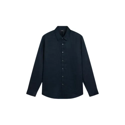 THEORY Shirts Men Navy Blue