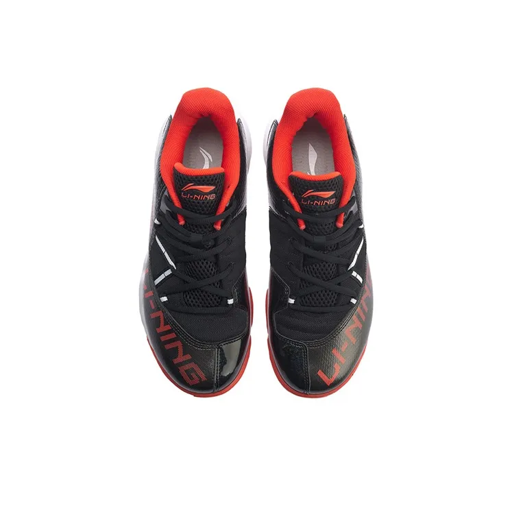 LiNing Dovega Wear Resistant Slip Resistant Low Top Running Shoes Unisex Black Red-3