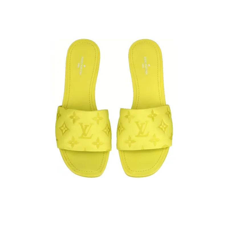 LOUIS VUITTON Revival Abrasion-Resistant Slide Slippers Women's Yellow-4