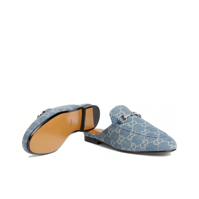 GUCCI Princetown Wrap-toe Slippers Women's Blue-3