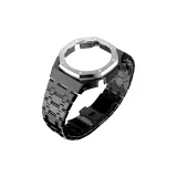 Black Case Black Band Silver Bezel