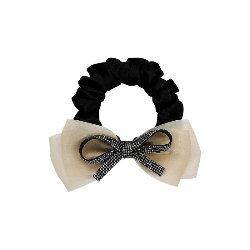 ROYALSASA Silk Chiffon, Faux Crystal Hair Tie With Flower Women's-0