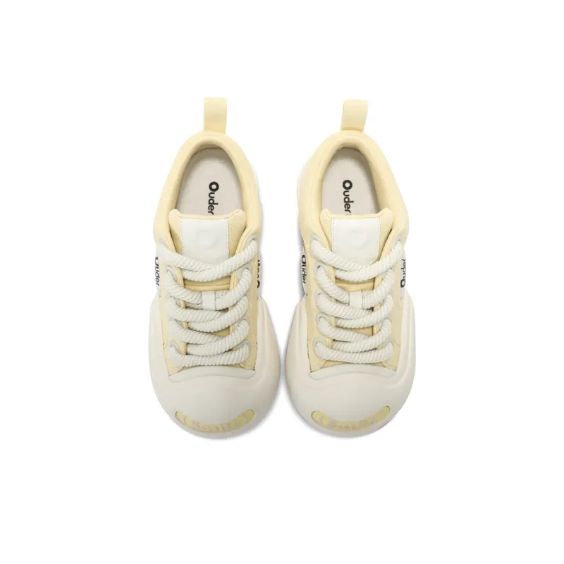 Ouder Smiler Skateboard Shoes Unisex Low Top White-3