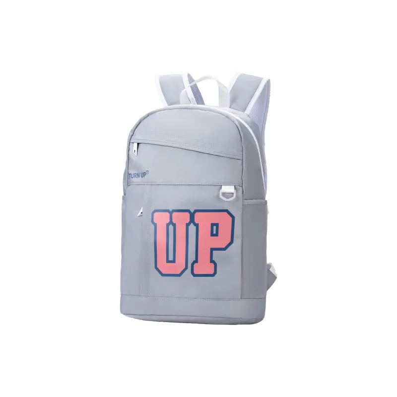 TURN UP Polyester Backpack Regular Unisex Gray Pink-1