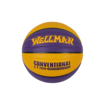 WELLman PU Basketball Purple Gold Size 7 Ball Wave Pattern Training Unisex