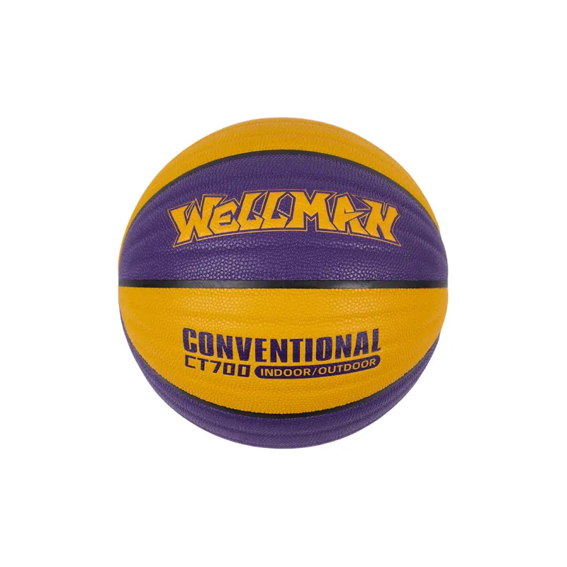 WELLman PU Basketball Purple Gold Size 7 Ball Wave Pattern Training Unisex-0