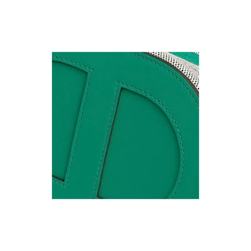 HERMES In The Loop Canvas With Swift Calfskin Vegetable Basket Pig Nose Bucket Bags Handbags Women's Gray & Green-5