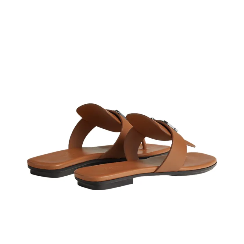 HERMES Galerie Stylish Sandal Women's Brown-3