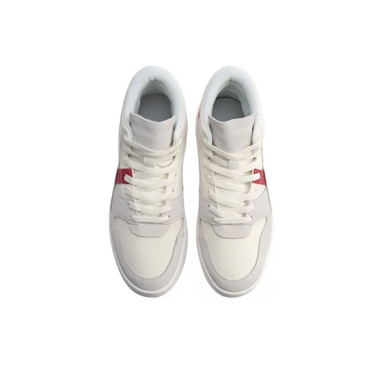 LiNing Wave Superwave Hi Anti Slip And Wear Resistant Lightweight Mid Top Skateboard Shoes Men's White Red-3