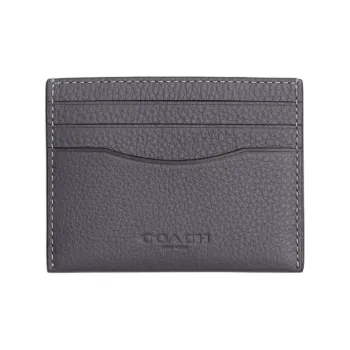 COACH Leather ID Card Holder Unisex Industrial Gray