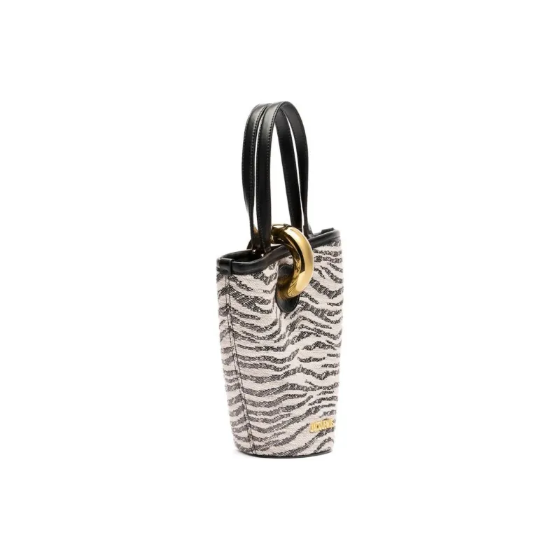 Jacquemus Cow Leather Handbag Mini Women's Black White-1
