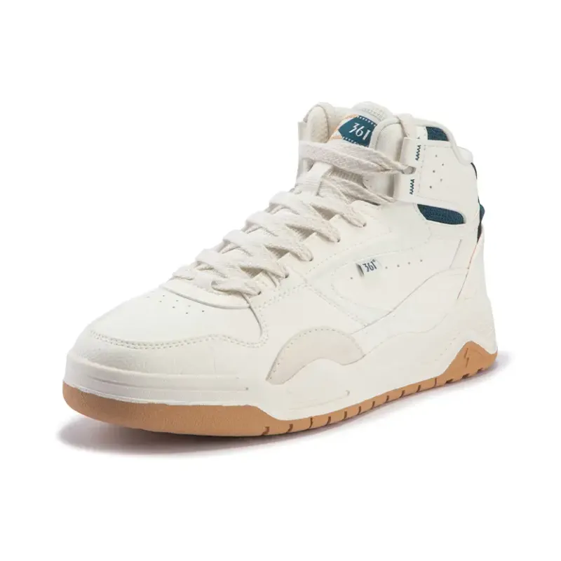 361° Xingran 4 Wear Resistant High Top Skateboard Shoes Women's White-1