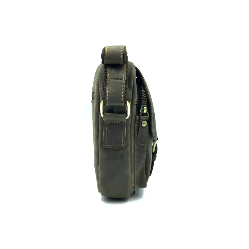 Single Warehouse Cow Leather Crossbody Bag Regular Men's Coffee-4