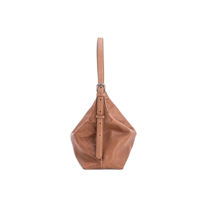 VENOF Cow Leather Shoulder Bag Medium Size Women's Light Tea Brown/Rock Desert Black/Vintage Red-2