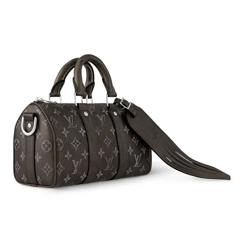 LOUIS VUITTON KeepallBandoulière Monogram Matte Cow Leather One Shoulder Crossbody Portable Travel Bag Men's Black-1