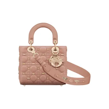 DIOR Lady Dior Lambskin Lady Dior Bag, Shoulder Bag, Crossbody Bag, Handbag Small Size Women's Rose Pink