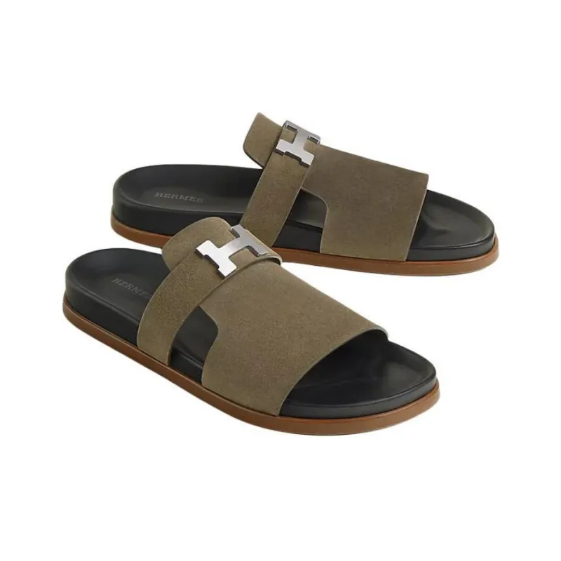 HERMES Slide Slippers Men's Green-2