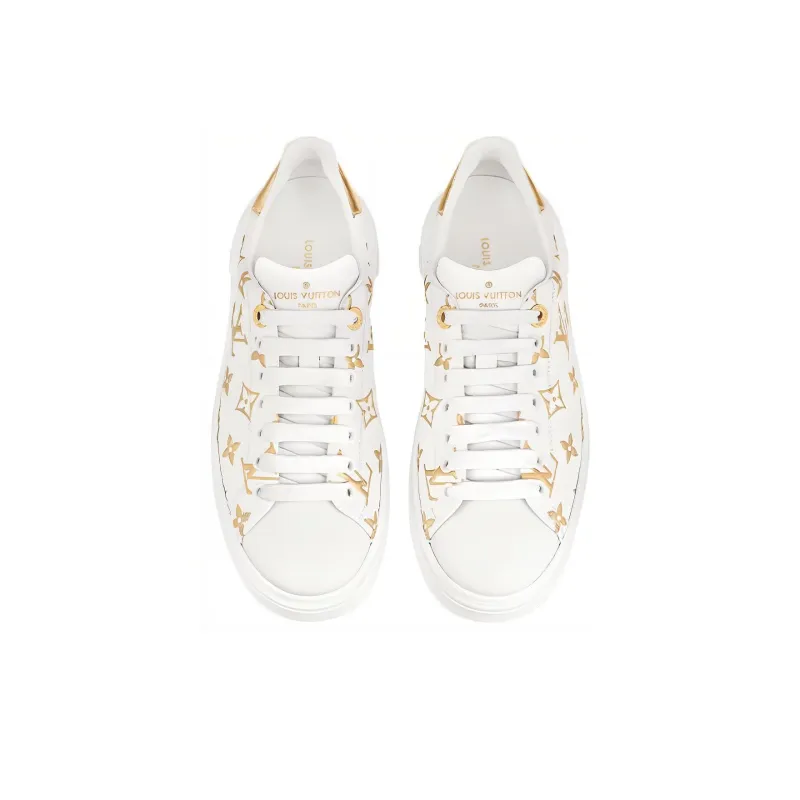 LOUIS VUITTON Time Out Sneakers 'White With Gold Monogram' Women's-3