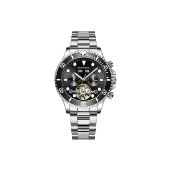FAIRWHALE Mechanical Movement Metal Strap Watch Men's Watches Blue Dial