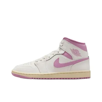 Jordan Air Jordan 1 Anti Slip Wear Resistant Mid Top Vintage Basketball Shoes Women's White Purple