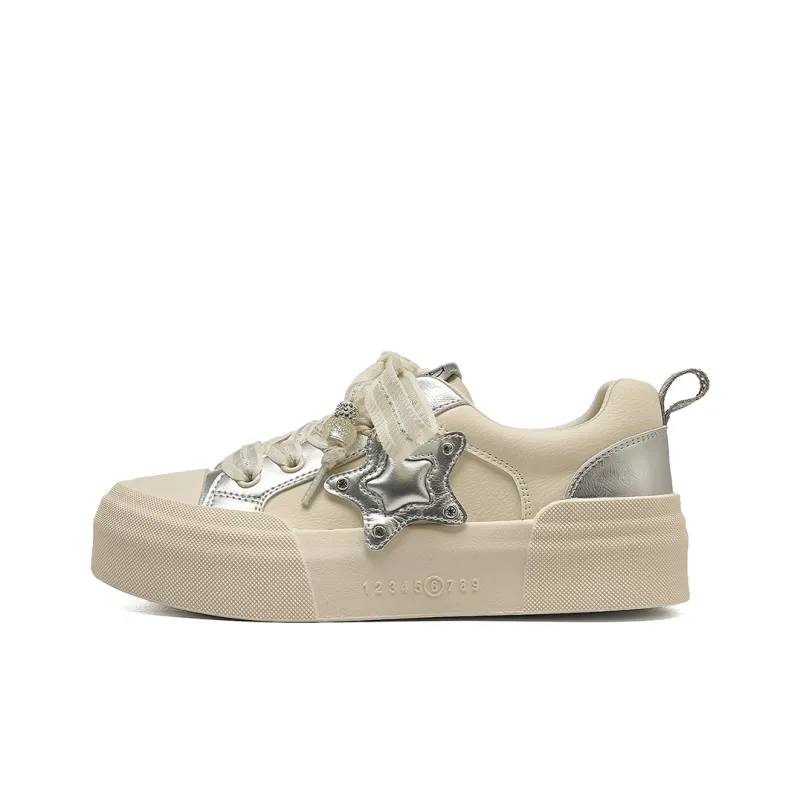 HLA Platform Versatile Stars White Sneakers Skateboard Shoes Athletic Shoes Women's-8