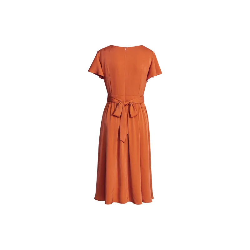 ROEYSHOUSE Short Sleeved Dress Women's Orange Red-1