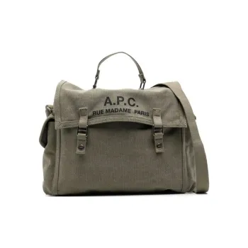 A.P.C Cotton One Shoulder Crossbody Messenger Bag Handbag Men's Army Green