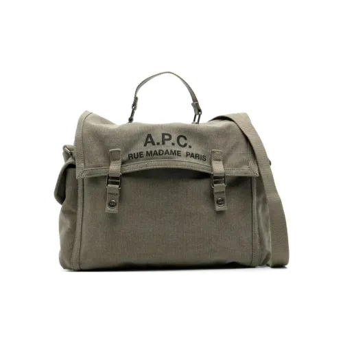 A.P.C Cotton One Shoulder Crossbody Messenger Bag Handbag Men's Army Green