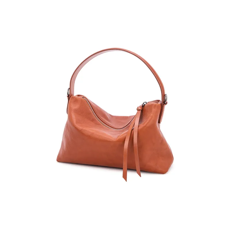VENOF Genuine Cow Leather Shoulder Bag Dumpling Bag Handbag Small Size Women's Ebony/Kahlo/Desert Brown-9