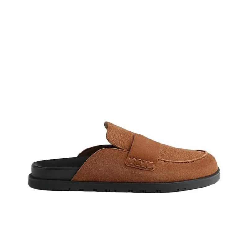 HERMES Go Wrap toe Slippers Men's Brown-1