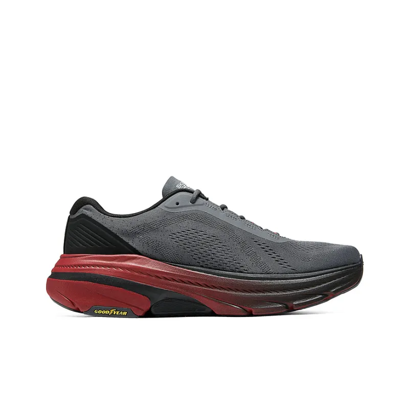Skechers Max Cushioning Anti Slip Wear Resistant Low Top Casual Running Shoes Men's Gray Red-1