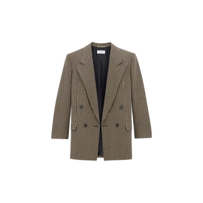 SAINT LAURENT Double Breasted Checked Jacket-1