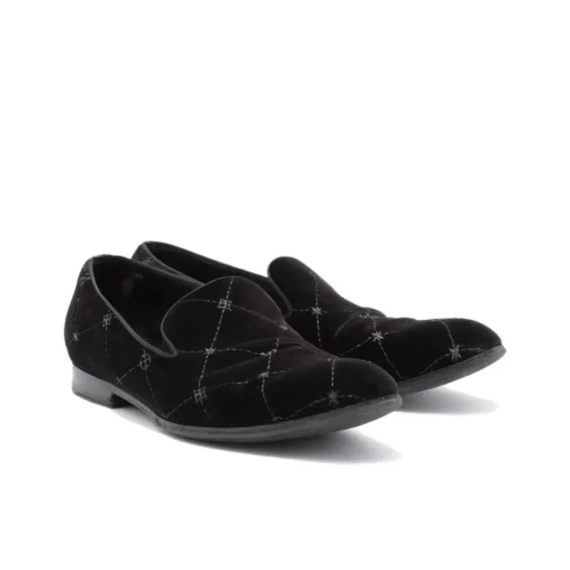 LOUIS VUITTON Auteuil Velvet Loafers 'Black With Silver Logo Lines'-3