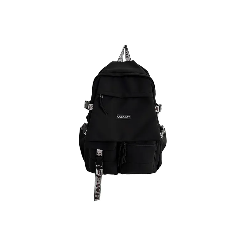 OURFUN Nylon Backpack Regular Unisex Black & White/Light Gray/Black/Blue-11
