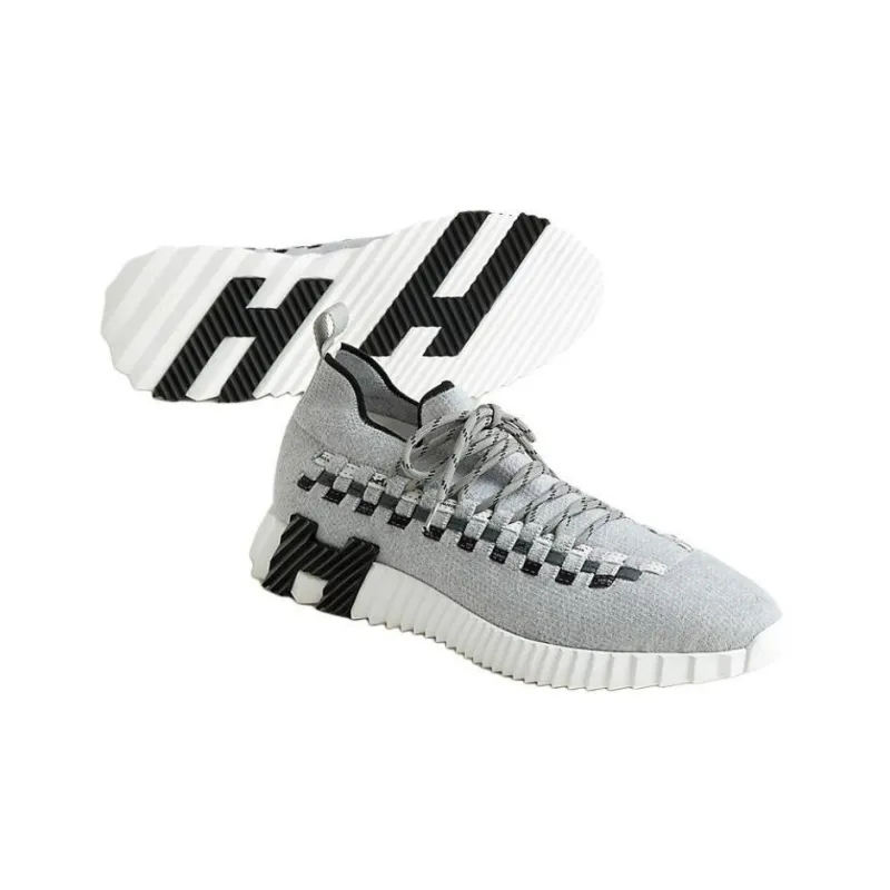 HERMES Fle Low Top Casual Shoes Men's Gray-3