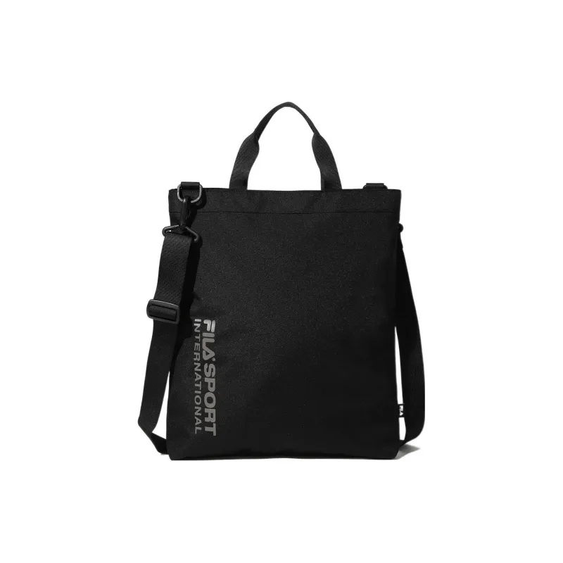 FILA Polyester Tote Bag Shopping Bag One Shoulder Handbag Crossbody Bag Regular Unisex Black-0