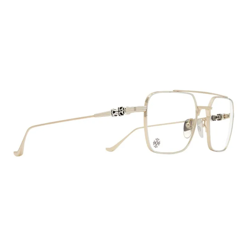 Chrome Hearts Metal Silver Aviator Eyeglass Frames Unisex Gold-1